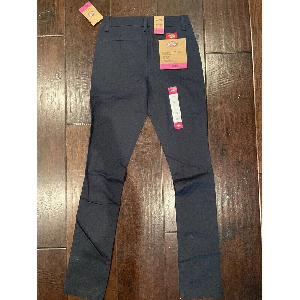 NWT Dickies Junior's Stretch Pants HH874SK Original 4 Pocket Skinny Size 0/24